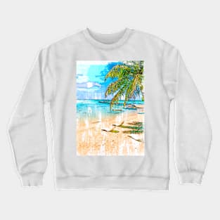 Beautiful Summer Beach French Polinesia Crewneck Sweatshirt